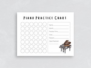Piano Practice Chart | Piano Practice for Kids | Piano Teacher | Piano Lessons Kids | Piano Practice Log | Music Practice Chart | Printable - Etsy