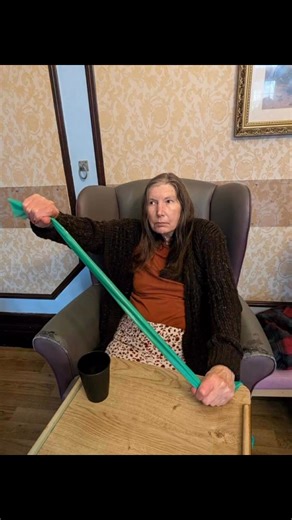 The residents have been doing some exercise, following direction and copying movements and using resistance bands to gain strength. | Norwood House Nursing Home