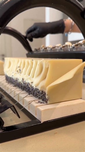 Satisfying Precision: Slicing Handcrafted Lavender Soap with Multi-Wire Cutter #worldprecision
