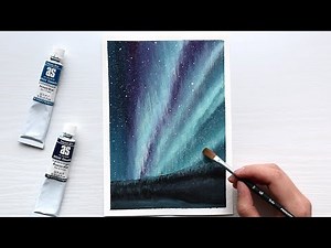 Northern Lights Gouache Tutorial | How to Paint an Aurora