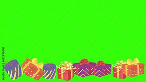 Gift box group animation, chroma key, graphic source elements