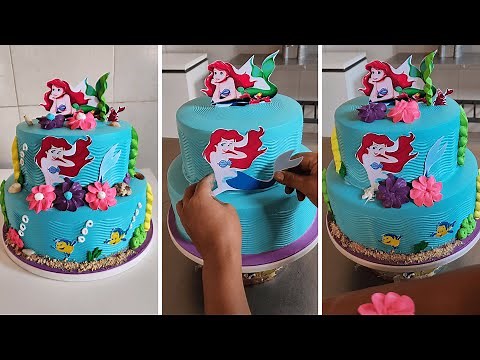 Como decorar un pastel de 2 pisos para niña de la sirenita