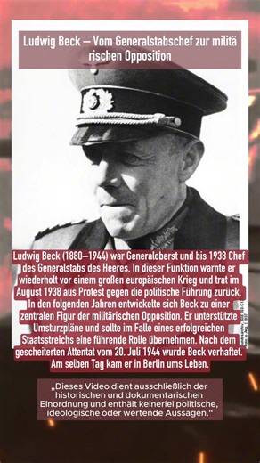 Ludwig Beck – Vom Generalstabschef zur militärischen Opposition | Deutschland 1938–1944