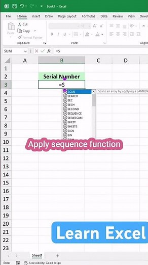 How do I add an auto serial number in Excel? #excel #exceltips #exceltutorial