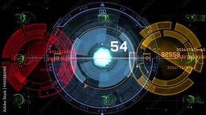 Animated Digital Dashboard. Visionary dashboard for data analysis. Futuristic display of graphs and charts. Technological pattern with a computer program dashboard. Abstract high tech circuit.