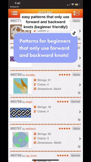Easy patterns that only require forward and backward knots! These are super fun for beginners who want to make cool patterns! #fyp #patterns
