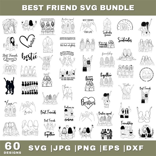 Best Friend SVG Bundle, Friend Svg Bundle, Friendship Svg, Friends Clipart, Friends Cut Files for Circurt, Bestie SVG, Bestie Friend Svg,png - Etsy
