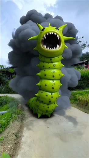 "Giant Thunder Caterpillar Appears on Village Road! 😱⚡ USA Viral Footage"#short #viral