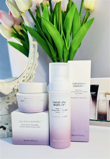 🌿 Black Rice Barrier Cream 💧 NAD Serum Mist @haruharu wonder 💙🤍#fyp #skincare #prpackage #koreanskincare