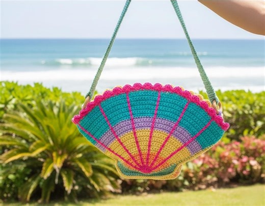 Seashell Crochet Bag Pattern - Mermaid Shell Purse PDF - Digital Download - Mermaid Shell Handbag Crochet - Step-by-step PDF Tutorial - Etsy