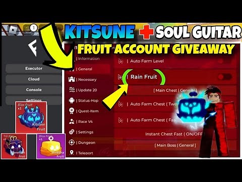 Script Blox Fruit Mobile REAL FRUIT RAIN , AUTO FARM & KITSUNE FRUIT GIVEAWAY | Fluxus Delta Script