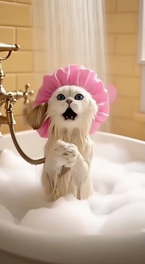 Is your cat this dramatic in the bathtub? #cat #opera #bathtub