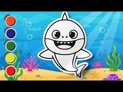 Easy Baby Shark Drawing and Coloring for Kids | Step-by-Step Tutorial 🦈