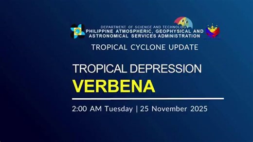 State weather bureau PAGASA provides a weather update on Bagyong #VerbenaPH as of 2 AM today, Nov. 25, 2025. Courtesy: DOST-PAGASA | GMA News