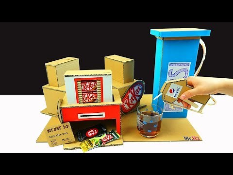 Cardboard Crafts - How to make a Kitkat and Pepsi Vending Machine easy at home out of cardboard