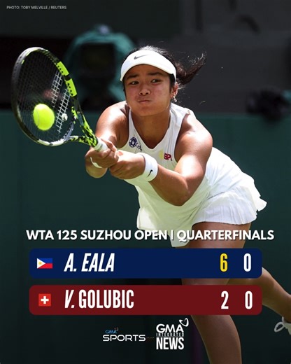 COME ON, ALEX! 🇵🇭 END OF SET 1: Alex Eala claims the opening set against Viktorija Golubic in the WTA 125 Suzhou Open quarterfinals! Follow #GMASports for more updates. | GMA Sports PH