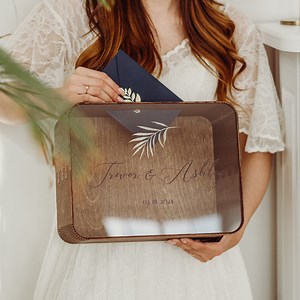 Personalized Wedding Card Box With Acrylic Glass: Wooden Cards & Gifts Box - Etsy