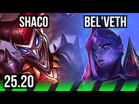 SHACO vs BEL'VETH (JGL) | 23/0/3, Legendary, 600+ games | EUW Master | 25.20