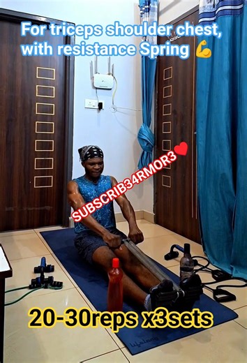 resistance Spring ✨️ fro triceps shoulder chest hiit cardio 💪 SUBSCRIB34RMOR3 #stayfit #fitness