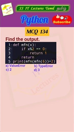 Python MCQ 134 - Function,Test Your Skills#python#pythonprogramming #pythoninterview#shorts#trending