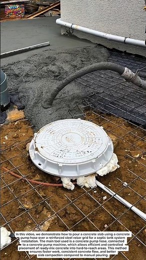 How to Pour Concrete Slab with Pump Hose | Septic Tank Installation & Rebar Reinforcement