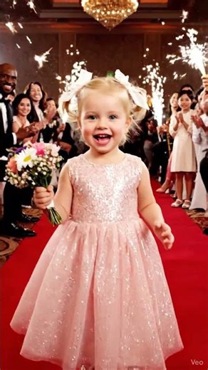 Heartwarming Toddler Walks Red Carpet with Flowers