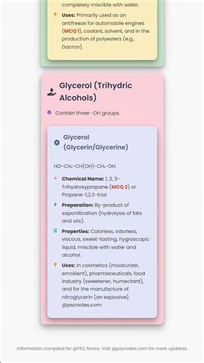 Polyhydric Alcohols Glycols and Glycerol - preparation, properties, uses
