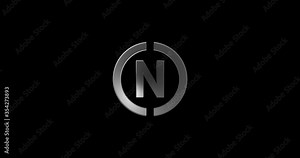 N letter logo with circle shape for business and company logo design 4k footage video