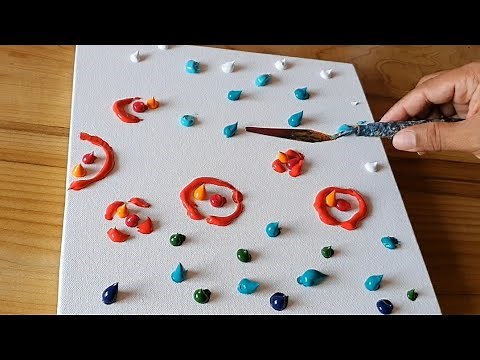 Red Flowers / Abstract Painting Demo / Easy Palette Knife Technique / Project 100 Days / Day #02