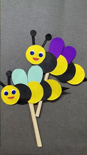 “Cartoon Bee Paper Art 🐝✨ | Fun DIY Craft #Shorts”