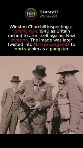 Winston Churchill Examines a Tommy Gun #history