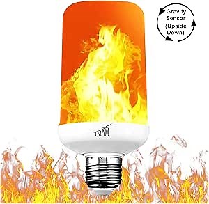 LED Flame Effect Light Bulb - LED Flickering Flame Light Bulbs, Simulated Decorative Light Atmosphere Lighting Vintage Flaming Light Bulb, Gravity Sensor-Upside Down, E26, 3 Modes,(1 Pack)