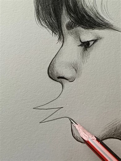 Easy 😄💯 trick for side lip drawing #artist #art #drawing | Abhishek Art