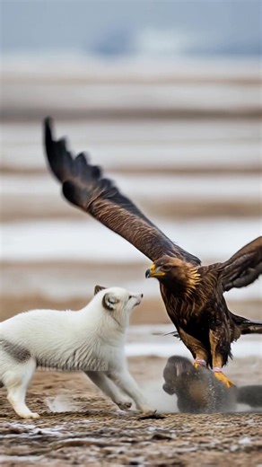 Mother Arctic Fox Fights Off Eagle To Save It's Cub From Danger! #rescue #animals #Wildlife | Vu Bros