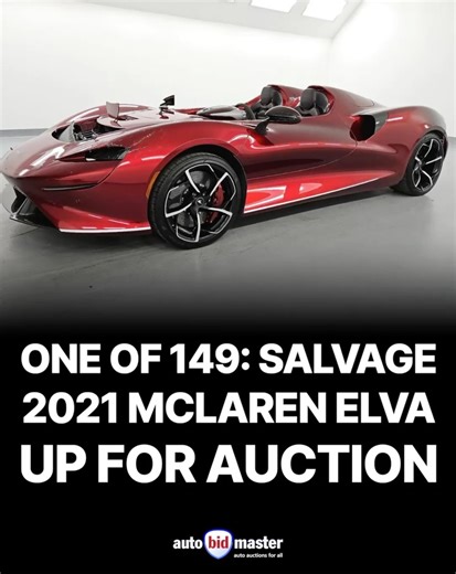 AutoBidMaster | Online Auto Auctions for All | One of 149 ever built. 🔥 The 2021 McLaren Elva is now up for auction — a rare Ultimate Series hypercar with open-air design and extreme... | Instagram