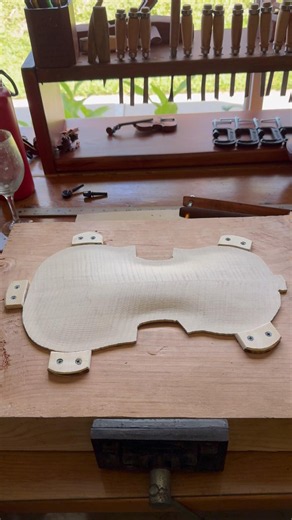 Violin Making Tool: Homemade Arching Carving Base for Top and Back Plates #violinmaking #luthier