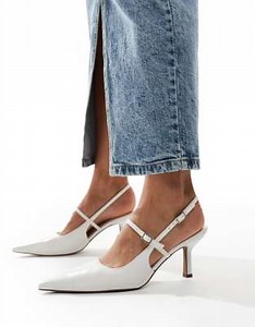 Zapatos blancos estilo merceditas con tacón medio Swipe de ASOS DESIGN  | ASOS