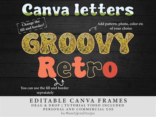 Canva Alphabet Frame Template, Canva Doodle Letter Alphabet Frame, Retro Letter Alphabet PNG, Drag-and-drop Template, Groovy PNG Alphabet - Etsy