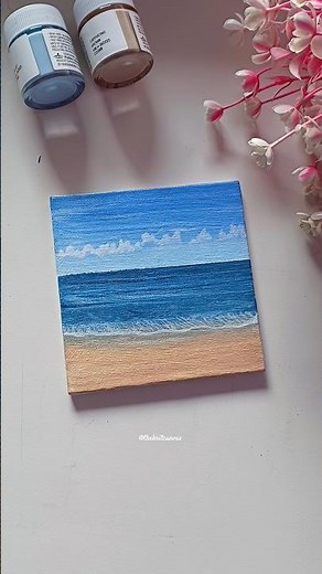 Seascape Series 2/6 | Aesthetic Beach Seascape Painting | Mini Canvas Acrylic Art #shorts #painting