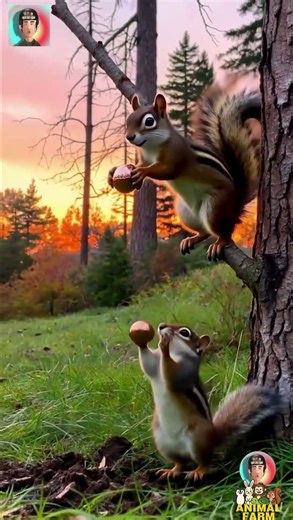 Chipmunk jumps for shiny acorn on branch! #Chipmunk #Ardilla #गिलहरी #Esquilo #Écureuil #チップマンク#다람쥐