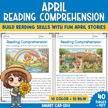 April Reading Comprehension Passages with Questions | 1st Grade