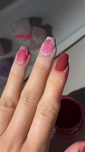 Alluring Duo Red Shimmering French Nails Dipping Inspo. ✨💅