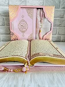 Muslim Prayer Rug, Elegant Full Arabic Thermo Leather Quran(9.4 * 6,6 inch / 24 * 17 cm) Beads I Perfect Islamic Gift I Suitable for Men, Women, Kids I Luxury Gift | Islamic Ramadan Eid Gifts