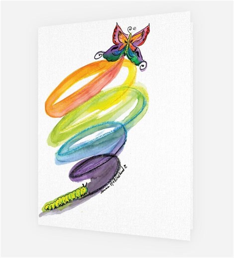 Catepillar Becomes a Butterfly Note Card With Envelope, 5.5x4" (blank Inside) - Etsy