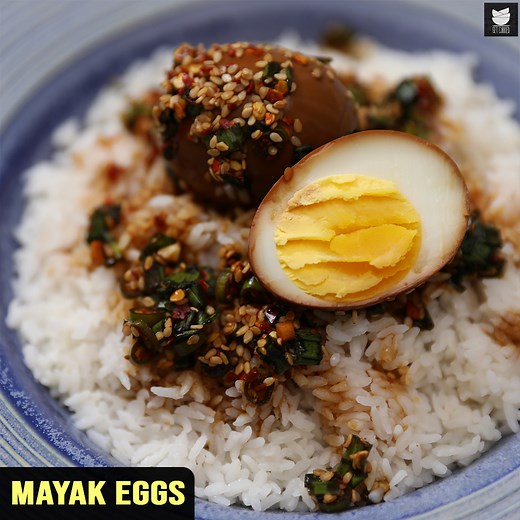 These Mayak eggs call for simple ingredients to make the most flavorful batch of eggs ever! These soft & jammy eggs are soaked in a delicious marinade overnight to create a wonderful burst of flavor in every bite. Make your own batch today with this quick and easy recipe. | Get Curried