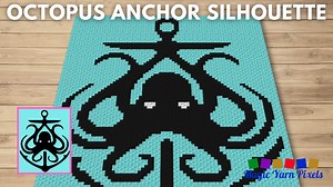 FREE GRAPH Octopus Anchor Silhouette C2C & Tapestry Crochet Pattern Magic Yarn Pixels
