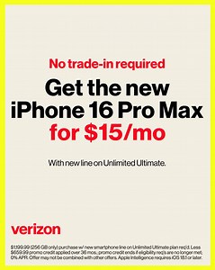 Save on iPhone 16 Pro Max, with a new line on Unlimited Ultimate. No trade-in required. | Verizon