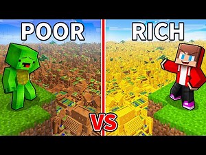 JJ and Mikey: POOR vs RICH Endless Village Battle in Minecraft - Maizen