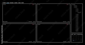 Surveillance CCTV monitoring screen template with multiple cameras view, Security camera system oncept, CCTV User interface video overlay