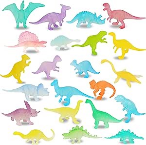 Mini Dinosaurs,44pcs Glow in The Dark Dinosaurs Figure for Kids Dinosaur Party Favor Cup Cake Topper Goodie Bag Filler Classroom Prize